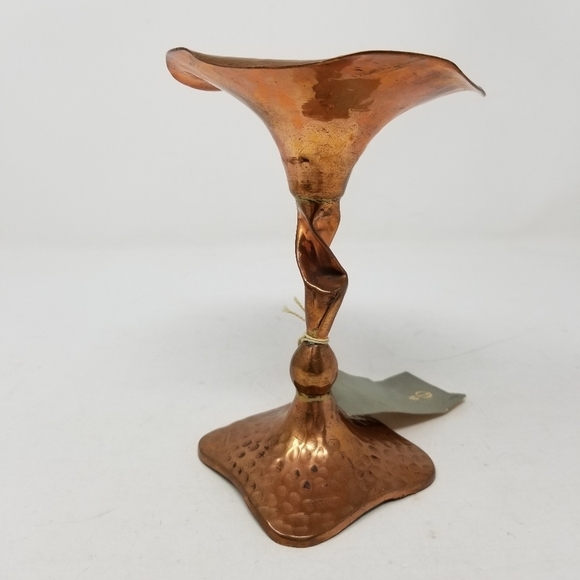Brutalist Hammered Copper Candlestick 6 Inch New With Tags - Picture 2 of 11